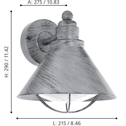 Eglo 94859 - Уличный светильник BARROSELA 1xE27/40W/230V IP44