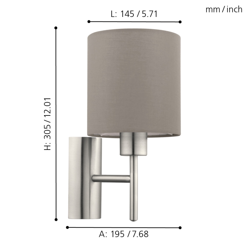Eglo - Настенный светильник 1xE27/60W/230V taupe