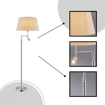 Eglo - Напольная лампа 1xE27/60W + LED/2,1W