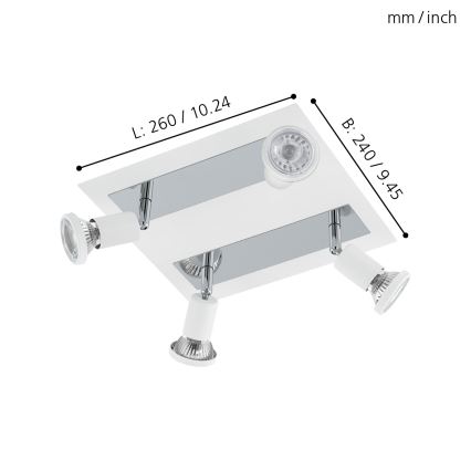 Eglo 94962 - Светодиодный прожектор SARRIA 4xGU10-LED/5W/230V