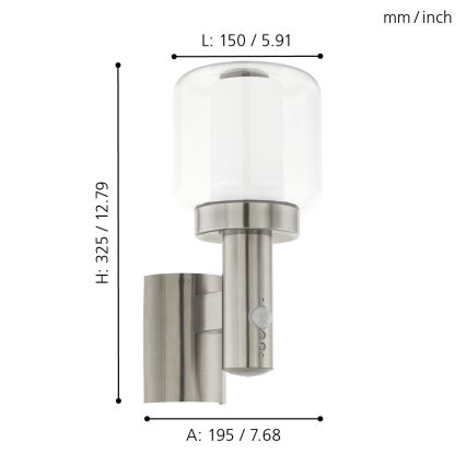 Eglo - Наружный настенный светильник с датчиком 1xE27/40W IP44
