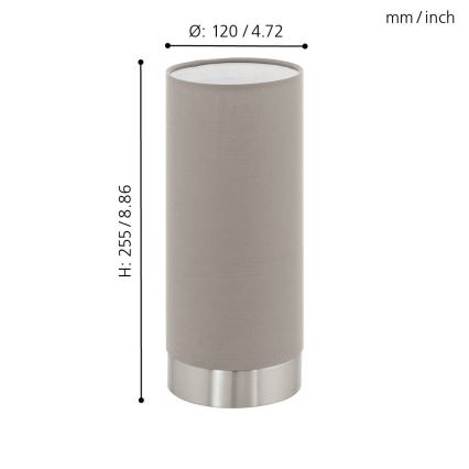 Eglo - Настольная лампа с регулированием яркости 1xE27/40W/230V серо-коричневый