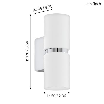 Eglo - Світлодіодний настінний світильник 2xGU10-LED/4W/230V