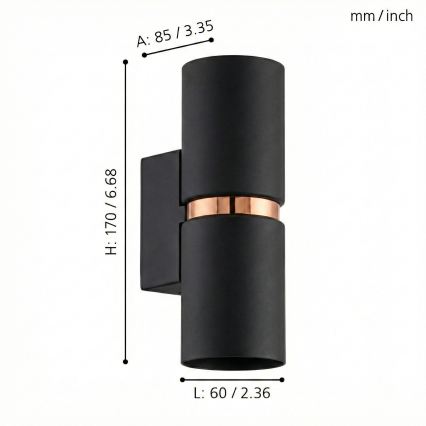 Eglo 95371 - LED настенный светильник PASSA 2xGU10-LED/4W/230V