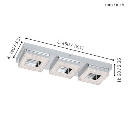 Eglo - Светодиодный хрустальный потолочный светильник 3xLED/4W/230V