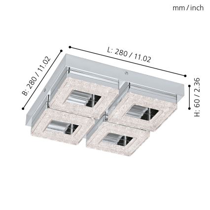Eglo - Світлодіодний кришталевий стельовий світильник 4xLED/4W/230V