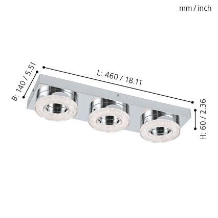 Eglo - Світлодіодний кришталевий стельовий світильник 3xLED/4W/230V