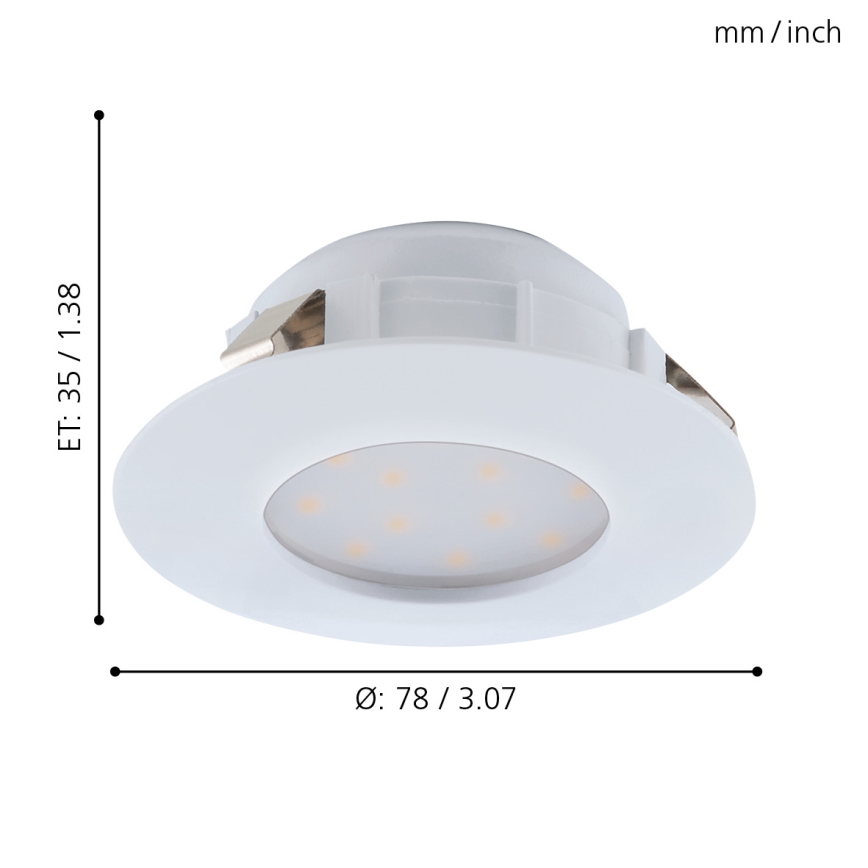 Eglo - НАБІР 3x Вбудований стельовий LED світильник для ванної PINEDA 1xLED/4,9W/230V IP44