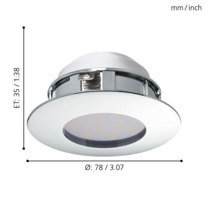 Eglo - Комплект із 3 вбудованих LED‑світильників PINEDA LED/4,9W/230V