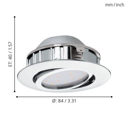 Eglo - Набор из 3 встраиваемых потолочных светильников PINEDA LED/4,9W/230V