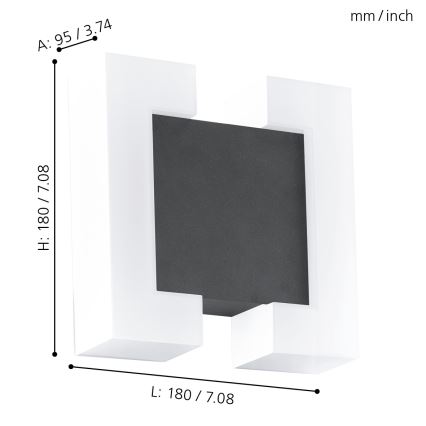 Eglo - Уличный светодиодный настенный светильник 2xLED/4,8W IP44