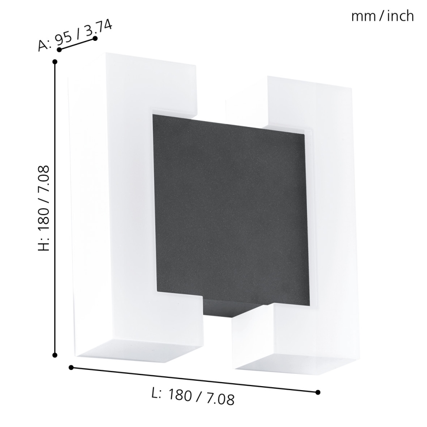 Eglo - Уличный светодиодный настенный светильник 2xLED/4,8W IP44