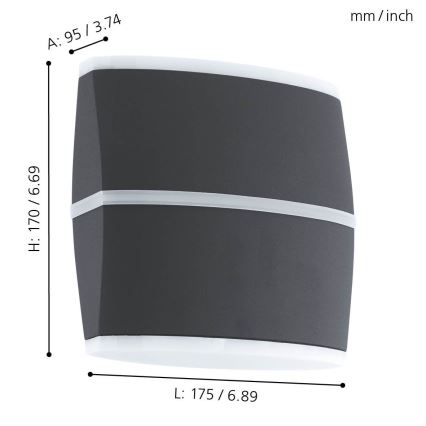 Eglo - Уличный светодиодный настенный светильник 2xLED/6W IP44