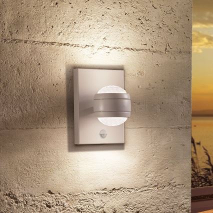 Eglo - Уличный светодиодный настенный светильник с датчиком 2xLED/3,7W IP44
