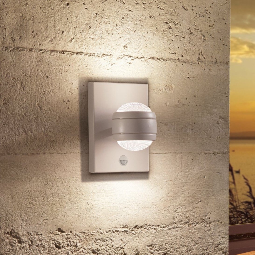 Eglo - Уличный светодиодный настенный светильник с датчиком 2xLED/3,7W IP44