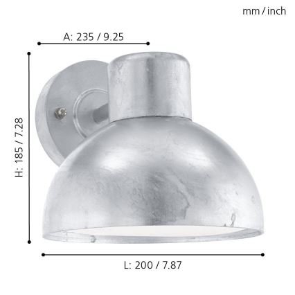 Eglo - Наружный настенный светильник 1xE27/60W IP44