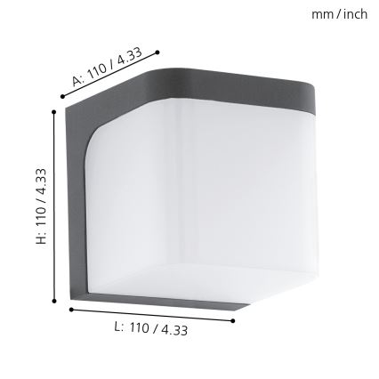Eglo - Вуличний світлодіодний настінний світильник LED/4,9W/230V IP44