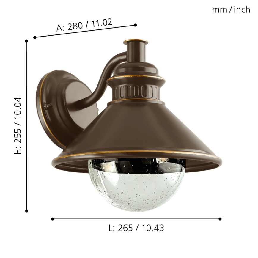 Eglo - Зовнішній настінний світильник 1xE27/40W IP44