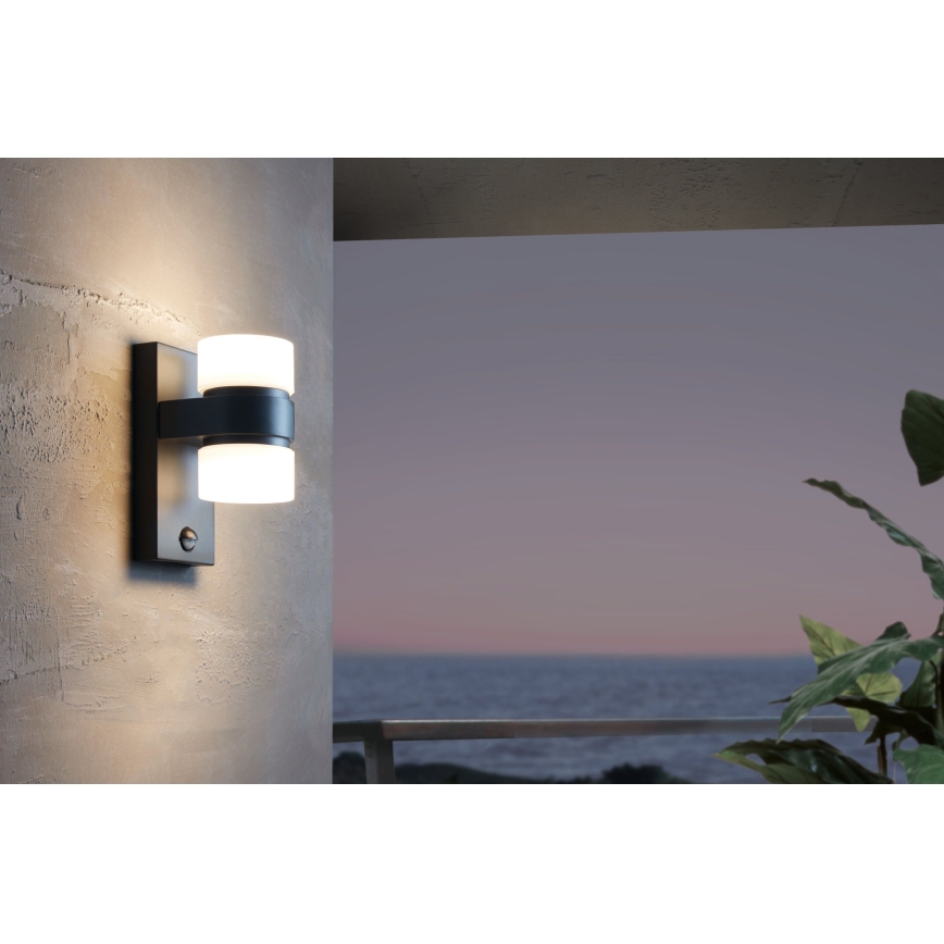 Eglo - Вуличний світлодіодний настінний світильник з датчиком 2xLED/6W IP44