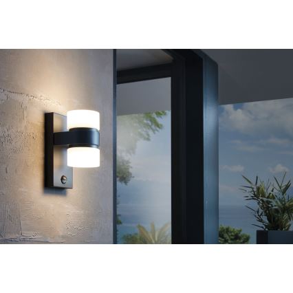 Eglo - Вуличний світлодіодний настінний світильник з датчиком 2xLED/6W IP44