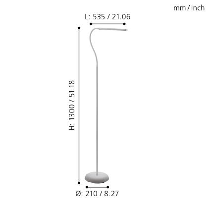 Eglo - Сенсорний LED торшер з регулюванням яскравості LED/4,5W/230V