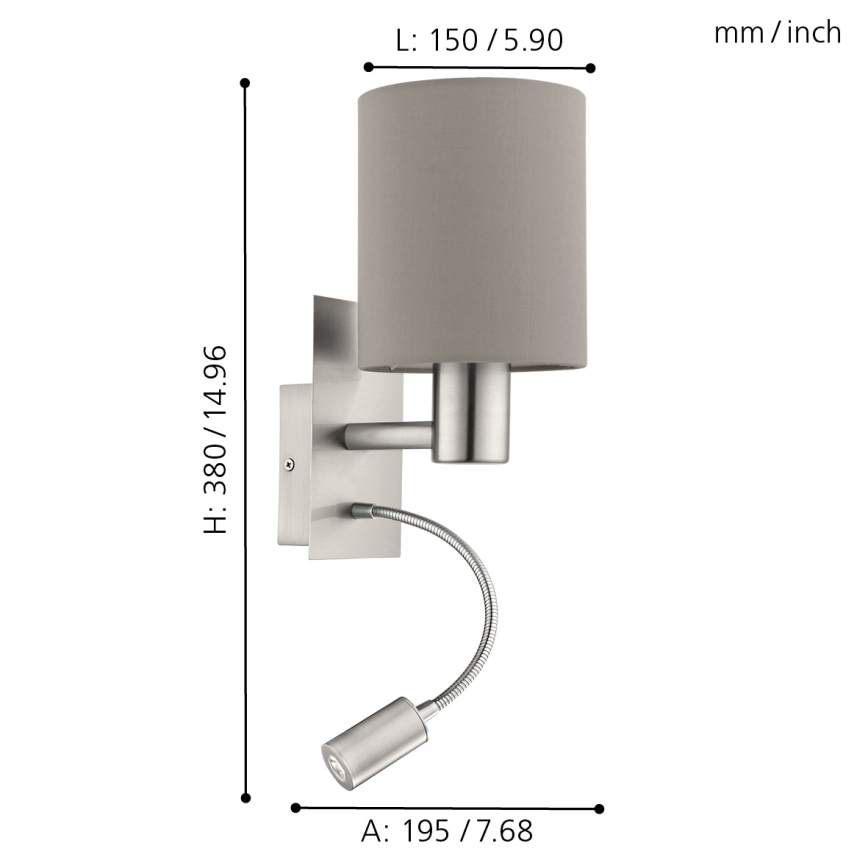 Eglo - LED Гнучкий світильник 1xE27/40W+LED/3,8W taupe