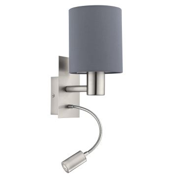 Eglo - Светодиодный настенный светильник 1xE27/40W+LED/3,8W серый