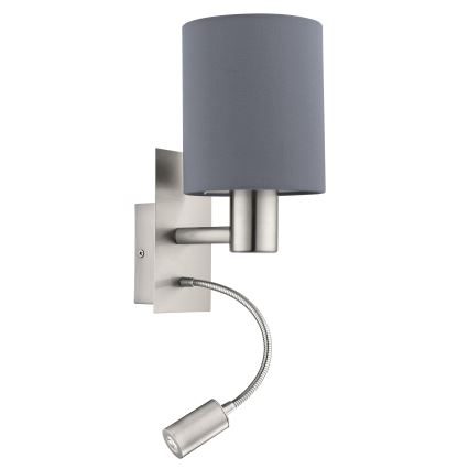 Eglo - Світлодіодний настінний світильник 1xE27/40W+LED/3,8W сірий