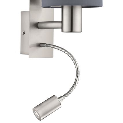 Eglo - Світлодіодний настінний світильник 1xE27/40W+LED/3,8W сірий