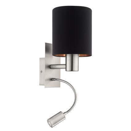 Eglo - Світлодіодний настінний світильник 1xE27/40W+LED/3,8W чорний