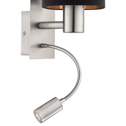 Eglo - Світлодіодний настінний світильник 1xE27/40W+LED/3,8W чорний