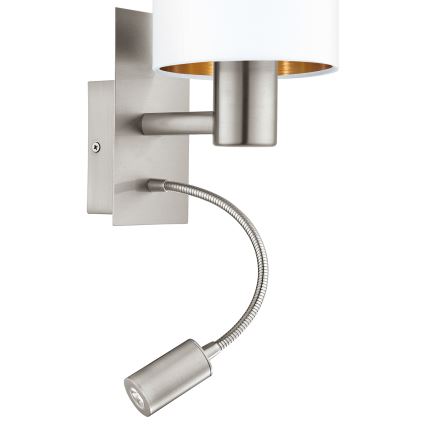 Eglo - Світлодіодний гнучкий світильник 1xE27/40W+LED/3,8W білий