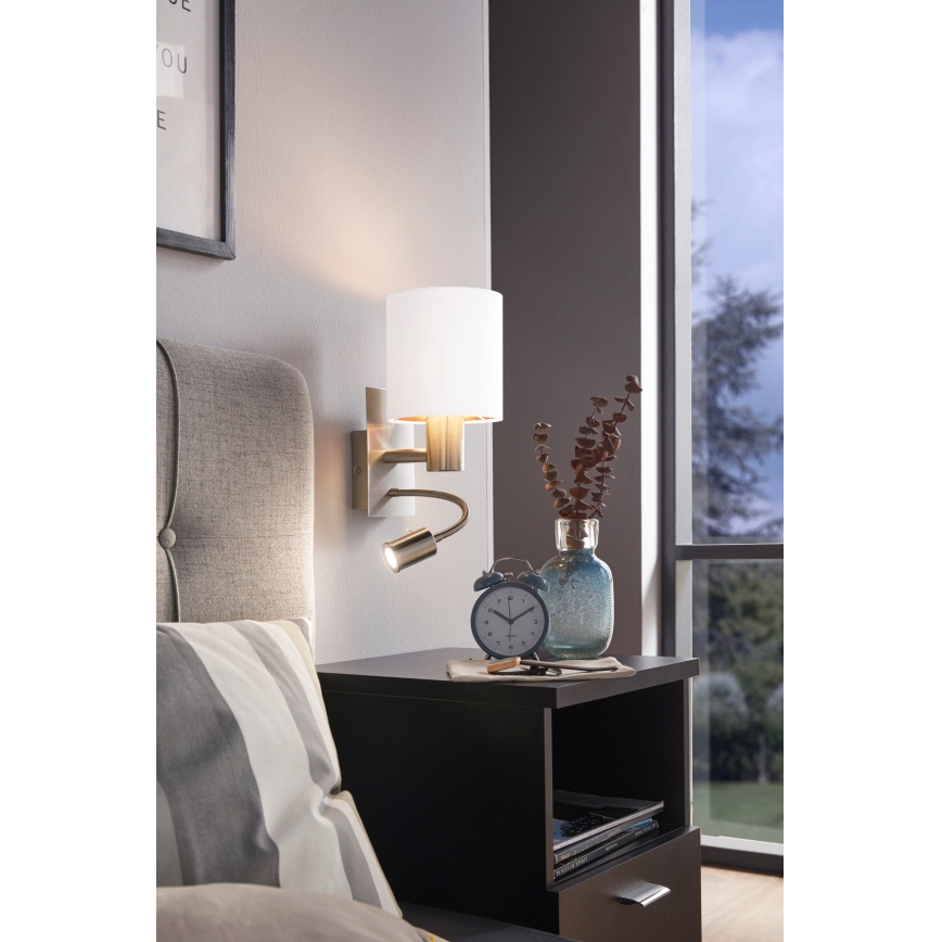 Eglo - Світлодіодний гнучкий світильник 1xE27/40W+LED/3,8W білий