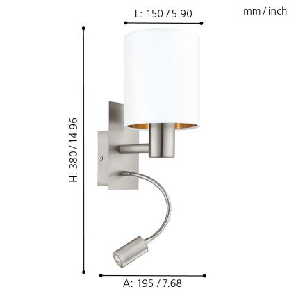 Eglo - Світлодіодний гнучкий світильник 1xE27/40W+LED/3,8W білий