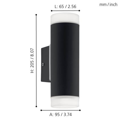 Eglo - Вуличний світлодіодний настінний світильник 2xGU10/5W IP44