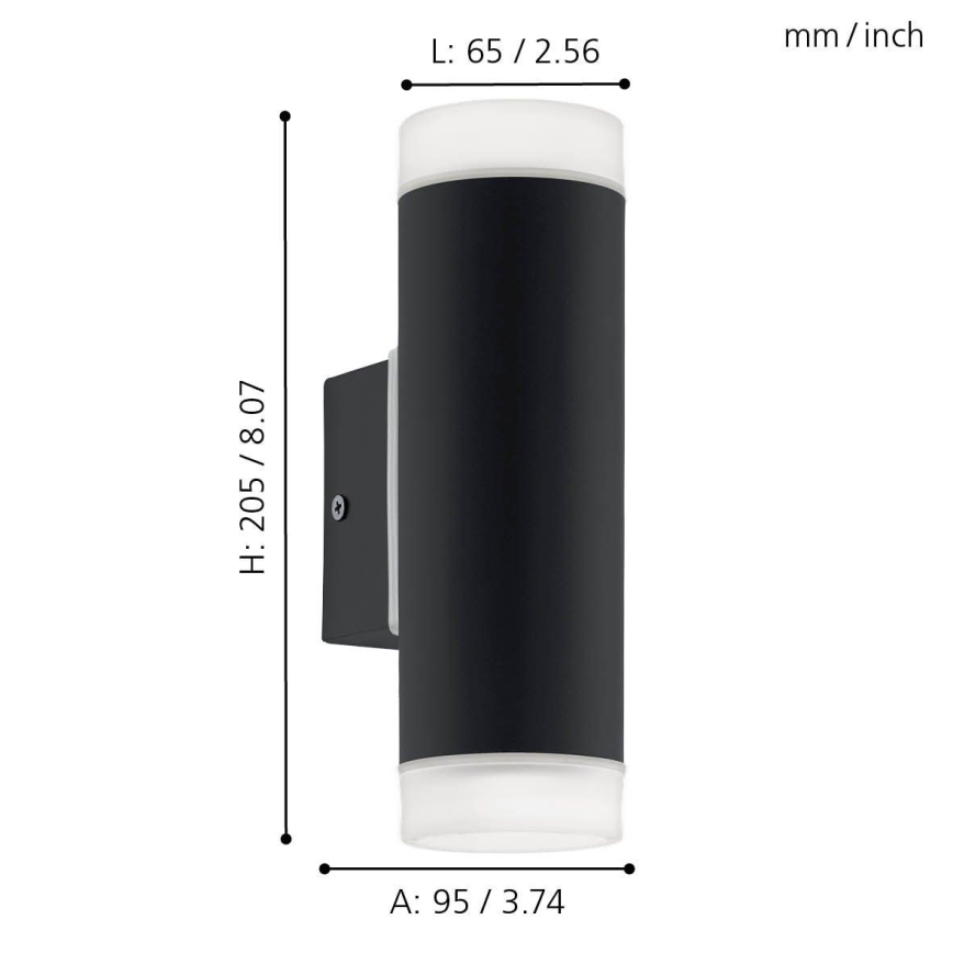 Eglo - Вуличний світлодіодний настінний світильник 2xGU10/5W IP44