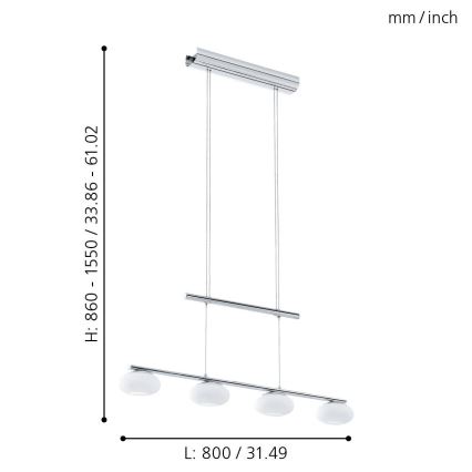 Eglo - Світлодіодна підвісна люстра з регулюванням яскравості 4xLED/4,5W/230V