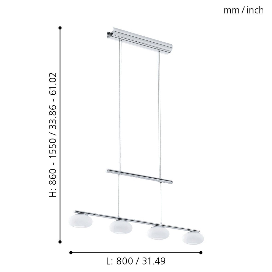 Eglo - Світлодіодна підвісна люстра з регулюванням яскравості 4xLED/4,5W/230V