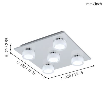 Eglo - Стельовий LED світильник для ванної з регулюванням яскравості 5xLED/7,2W/ IP44