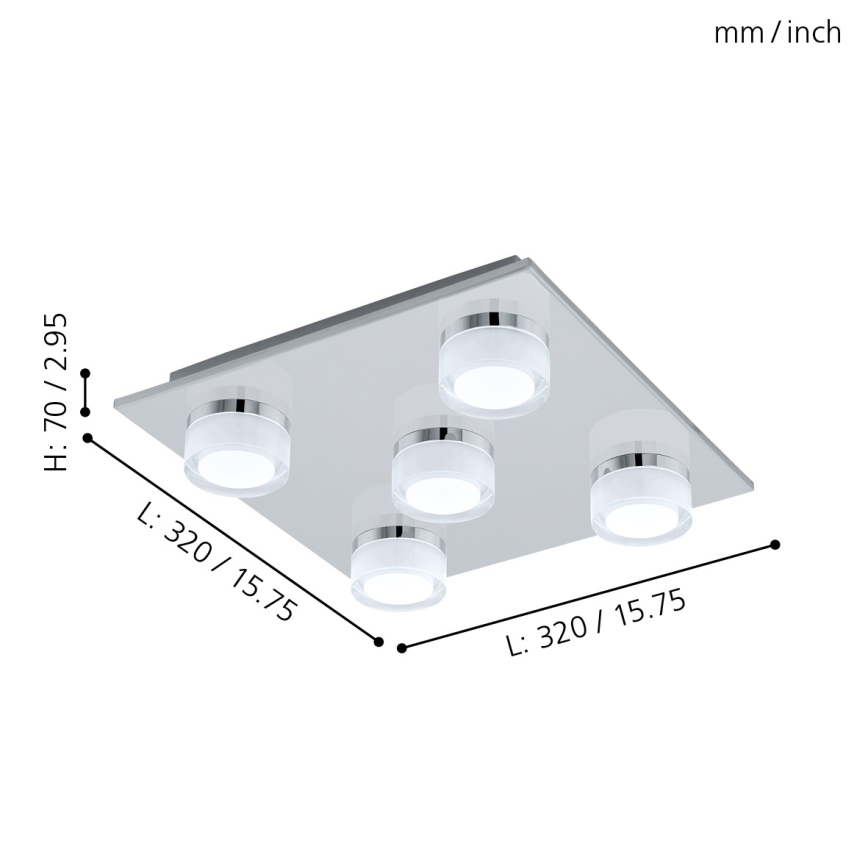 Eglo - Стельовий LED світильник для ванної з регулюванням яскравості 5xLED/7,2W/ IP44