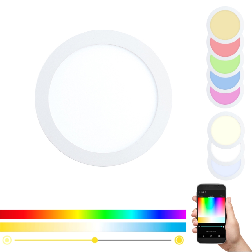 Eglo - LED RGBW димований вбудований стельовий світильник FUEVA-C LED/15,6W/230V діам. 22,5 см