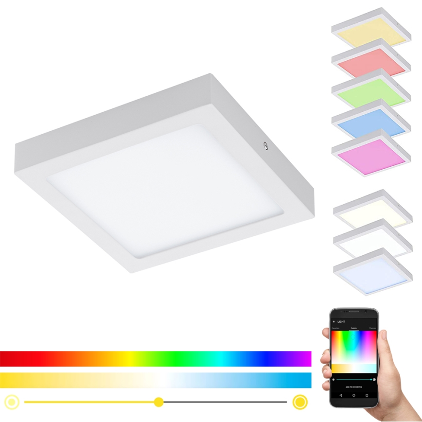 Eglo - Світлодіодний стельовий світильник RGB з регулюванням яскравості FUEVA-C LED/15,6W/230V