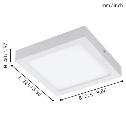 Eglo - Світлодіодний стельовий світильник RGB з регулюванням яскравості FUEVA-C LED/15,6W/230V