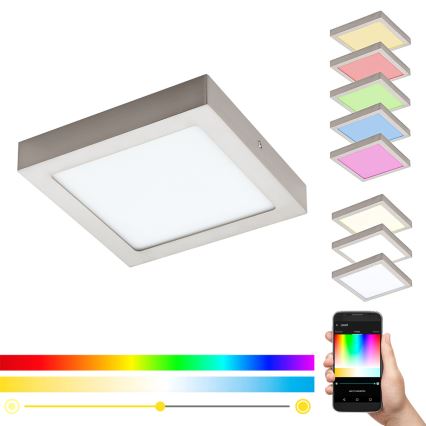 Eglo - LED RGBW диммируемый потолочный светильник FUEVA-C LED/15,6Вт/230В Bluetooth 22,5x22,5 см