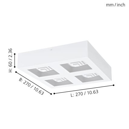 Eglo - Світлодіодний стельовий світильник 4xLED/6,3W/230V