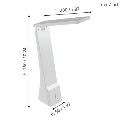 Eglo - Світлодіодна настільна лампа з регульованою яскравістю 1xLED/1,8W/230V білий