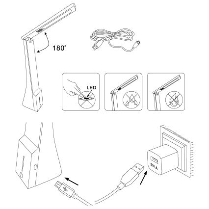 Eglo - світлодіодна настільна лампа з регулюванням яскравості LED/1,8W/230V чорна