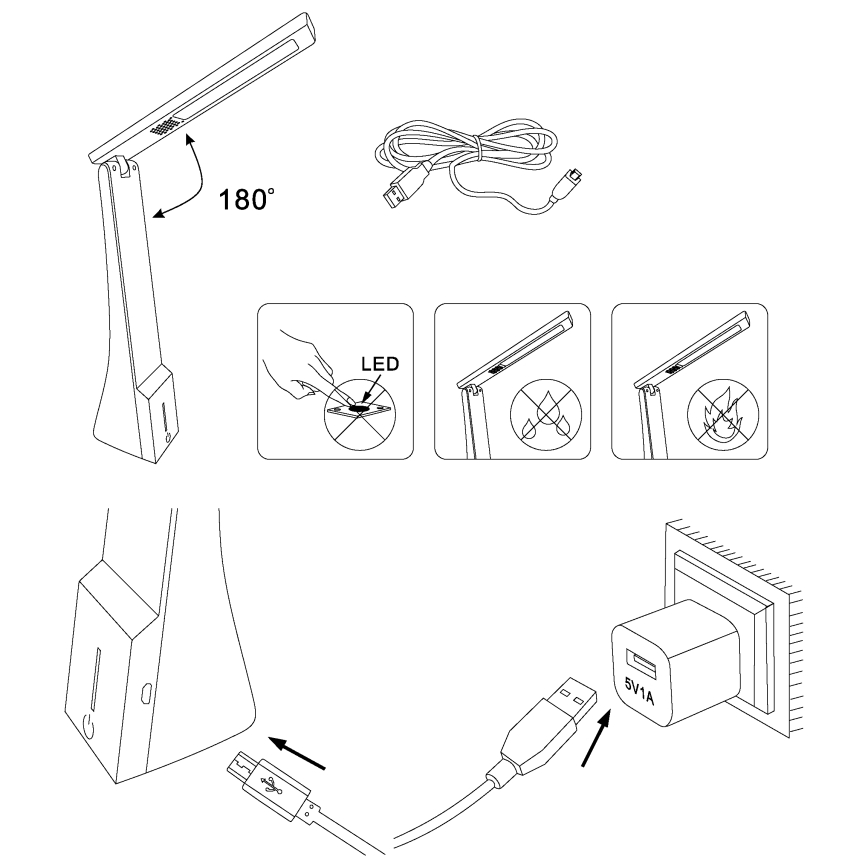 Eglo - світлодіодна настільна лампа з регулюванням яскравості LED/1,8W/230V чорна