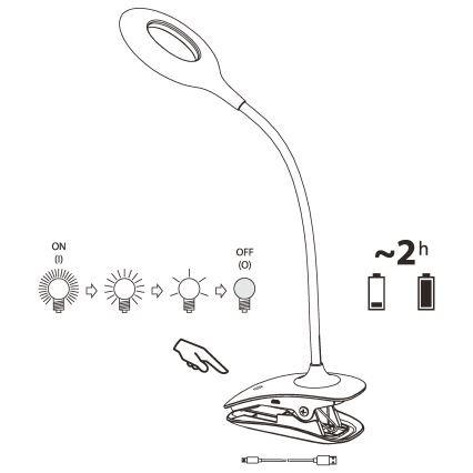 Eglo - LED Лампа з затискачем та регулюванням яскравості 1xLED/3W/230V 500 mAh білий
