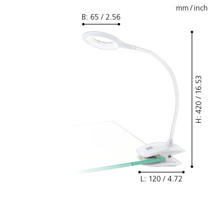 Eglo - LED Лампа з затискачем та регулюванням яскравості 1xLED/3W/230V 500 mAh білий